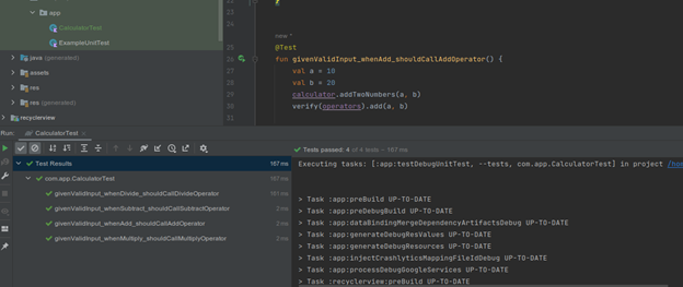 run test on all the functions